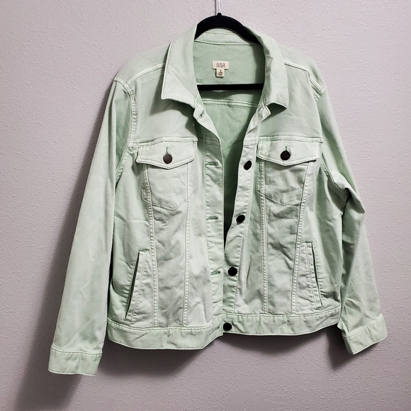 Pastel Mint Green Jean Jacket Plus Size 1x - Picture 4 of 7